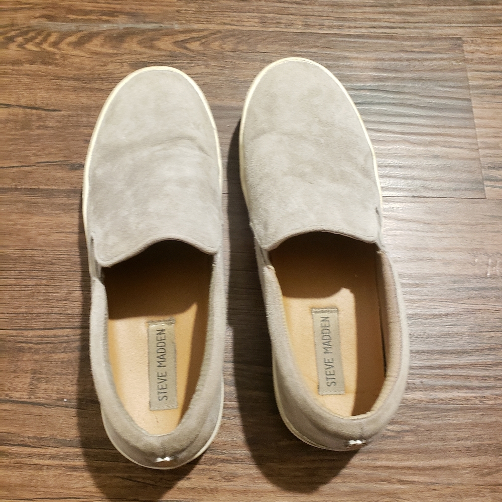 Steve madden gray slip on shoes
